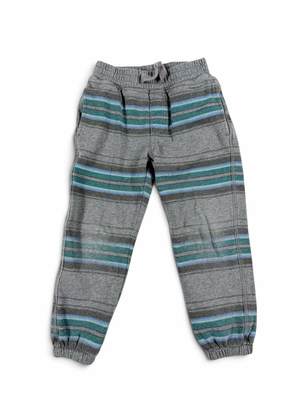 Tea Collection Striped Jogger Sweatpants Gray Green Blue Cotton Blend Size 5